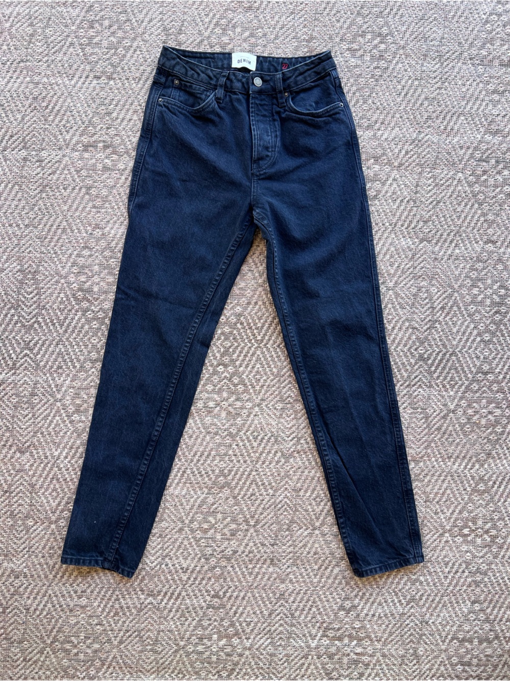 Sézane Le Mom High Rise Tapered Jeans Black Organic Cotton Size 27
